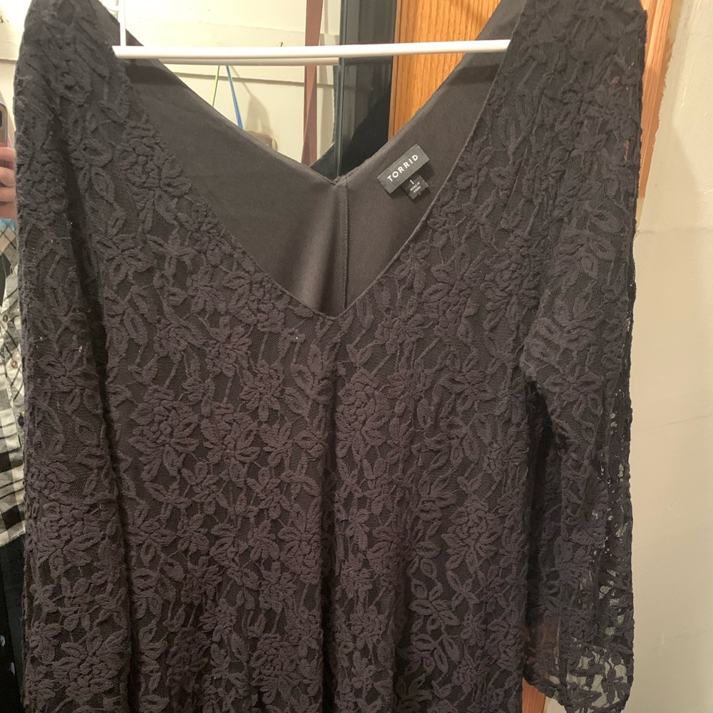 Torrid black bell sleeve dress size 1